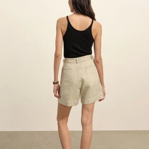 Buck Mason Riviera Tan Linen High-Waisted Pleated Short Size 30 - Picture 5 of 11